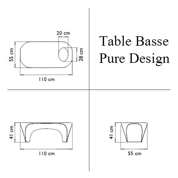 Dimensions Table Basse Pure Design