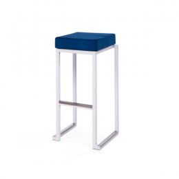 Location Tabouret Kubo Blanc Assise Velours Bleu