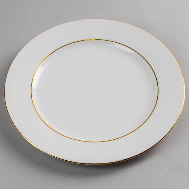 Location Assiette Blanche avec Filet Or dimension 26 cm