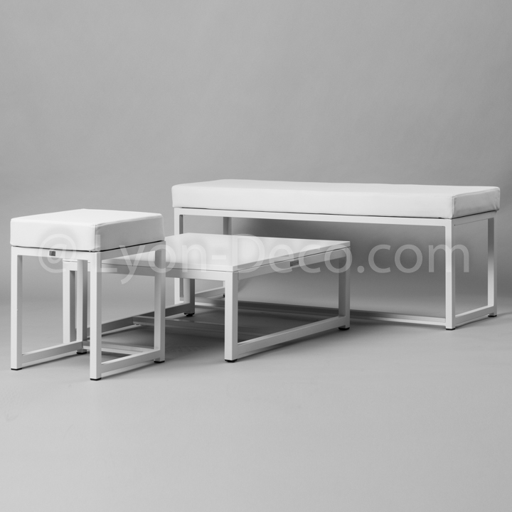 Location Banc Design Kubo Blanc Avec Assise Simili Cuir Blanche