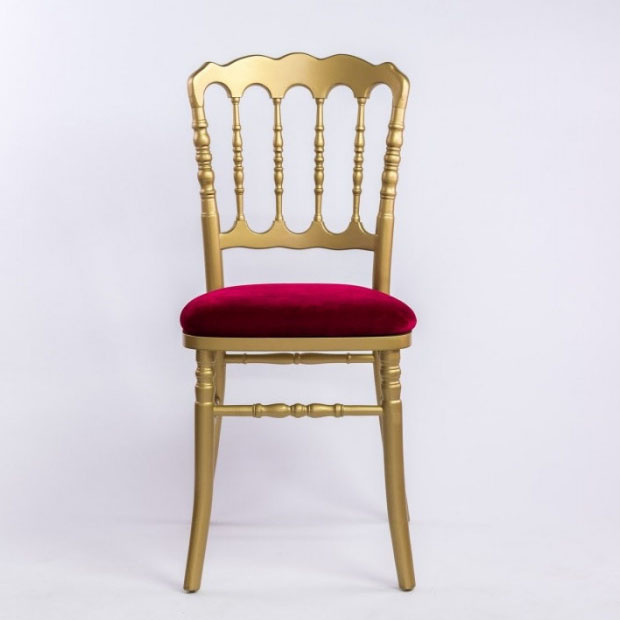 Location Chaise Napoleon 3 dorée assise Velours Rouge