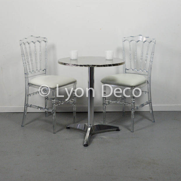 Gueridon inox + chaise Napoléon3 transparente