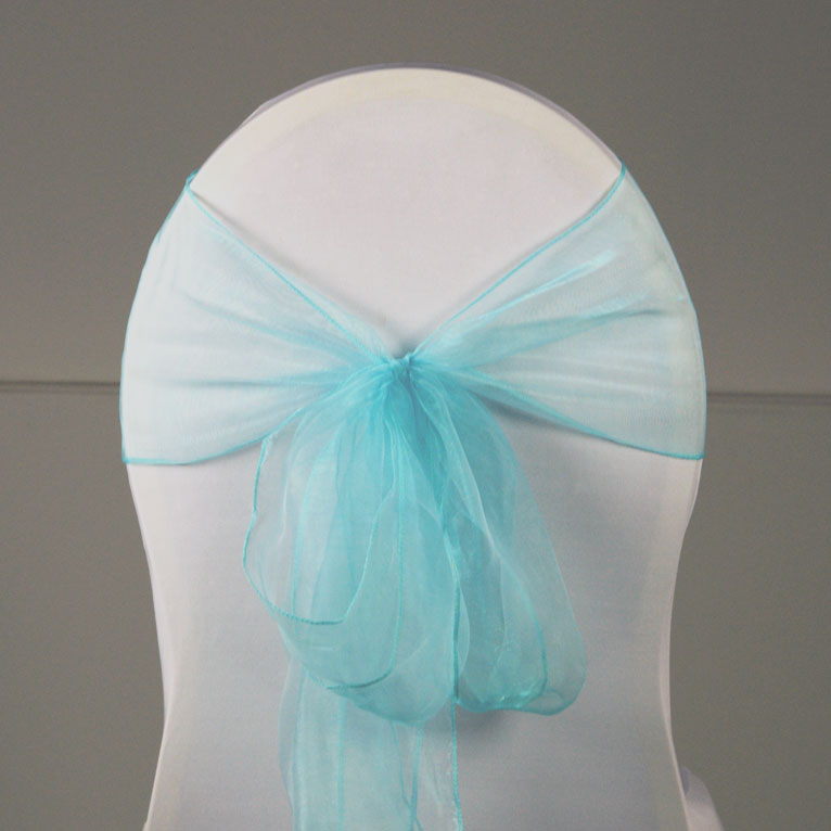Noeud de chaise organza turquoise