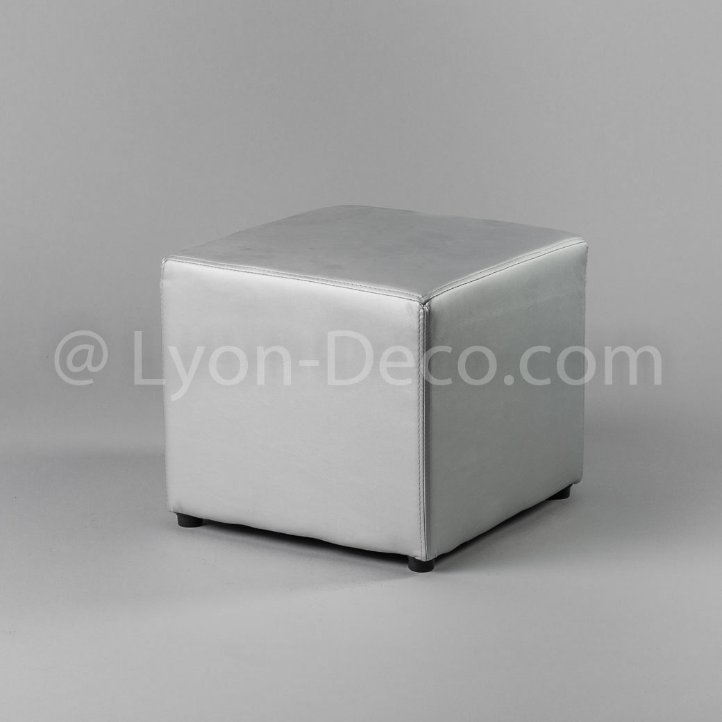 Location Pouf carr Argent 40 cm