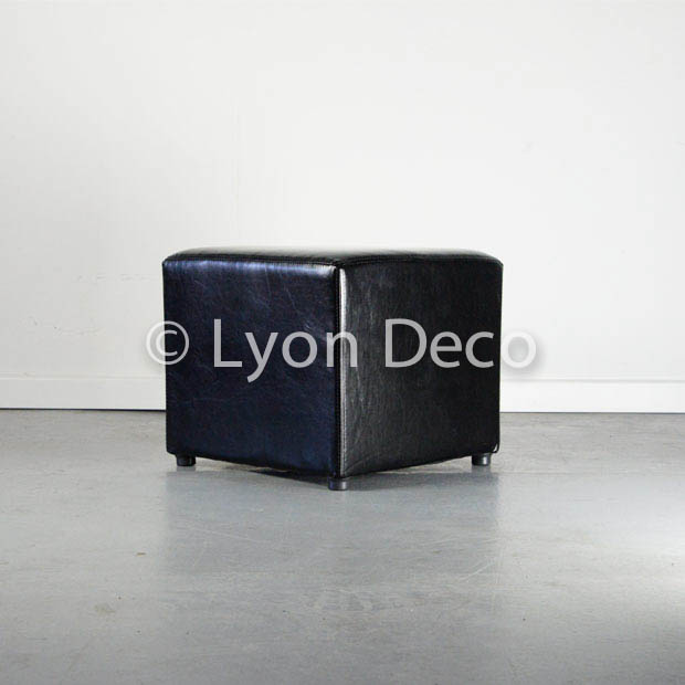 Location Pouf Simili Cuir Noir
