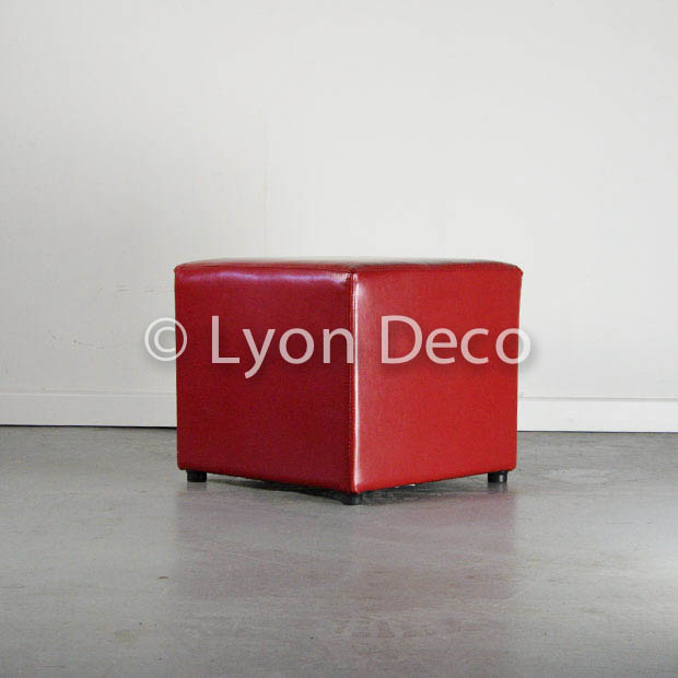 Location Pouf Simili Cuir Rouge