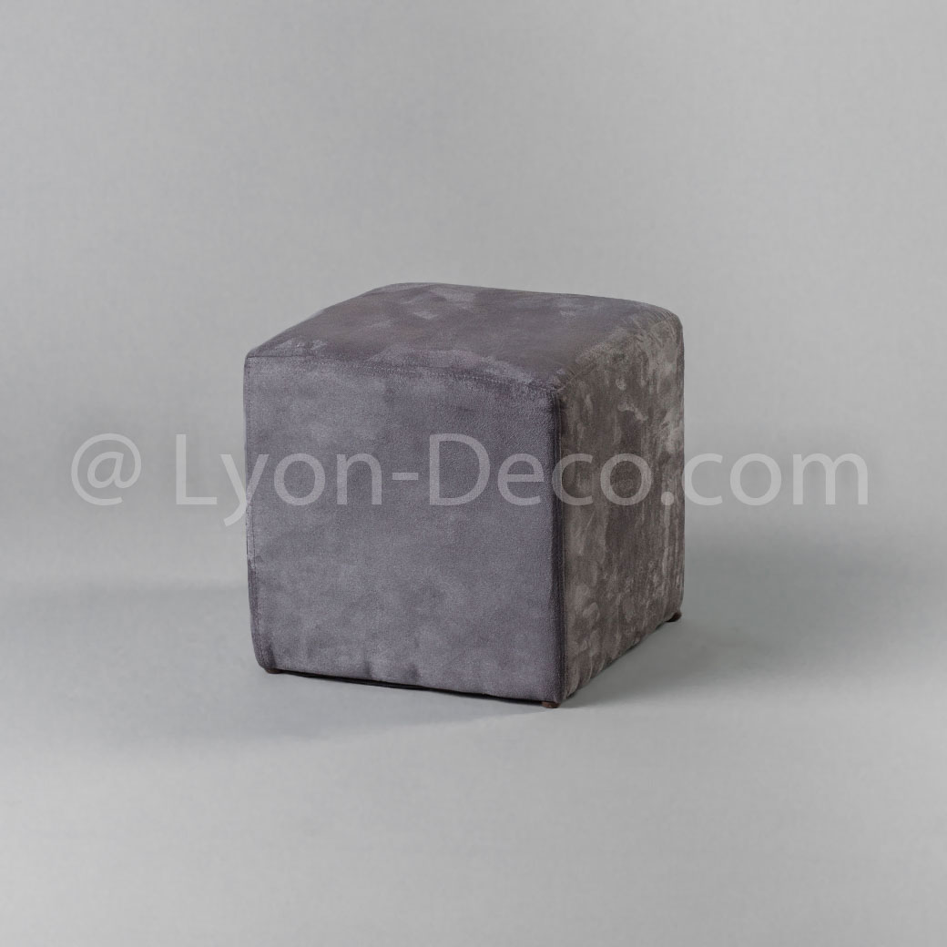 Location Pouf Velours Carré Gris