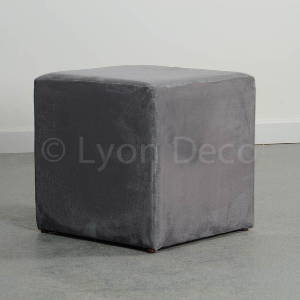 Location Pouf Velours Gris