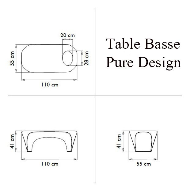 Dimensions Table Basse Pure Design