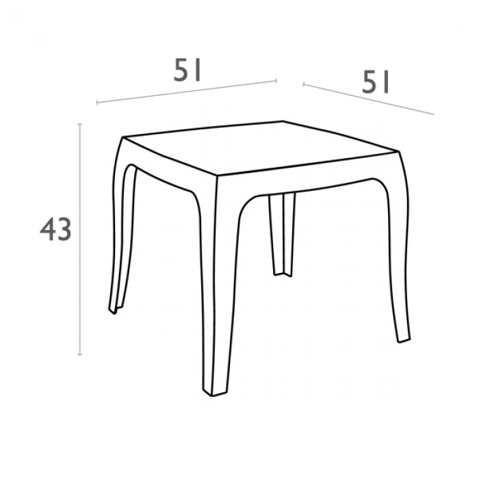 Croquis et Dimensions Table Basse Reine Blanche