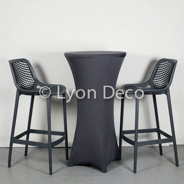 Tabouret gris + mange debout gris avec housse