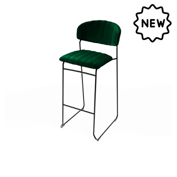 Location Tabouret velours Vert avec Dossier