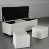 Banquette blanche + 2 poufs