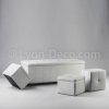 Location Banquette coffre + 3 poufs carrés blancs