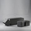 Location Banquette coffre + 3 poufs carrés gris