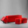 Location Banquette coffre + 3 poufs carrés rouge
