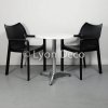 Ensemble mobilier stand Chaise Nao Noire et Guéridon Blanc