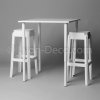 Tabouret Fox blanc + table carré